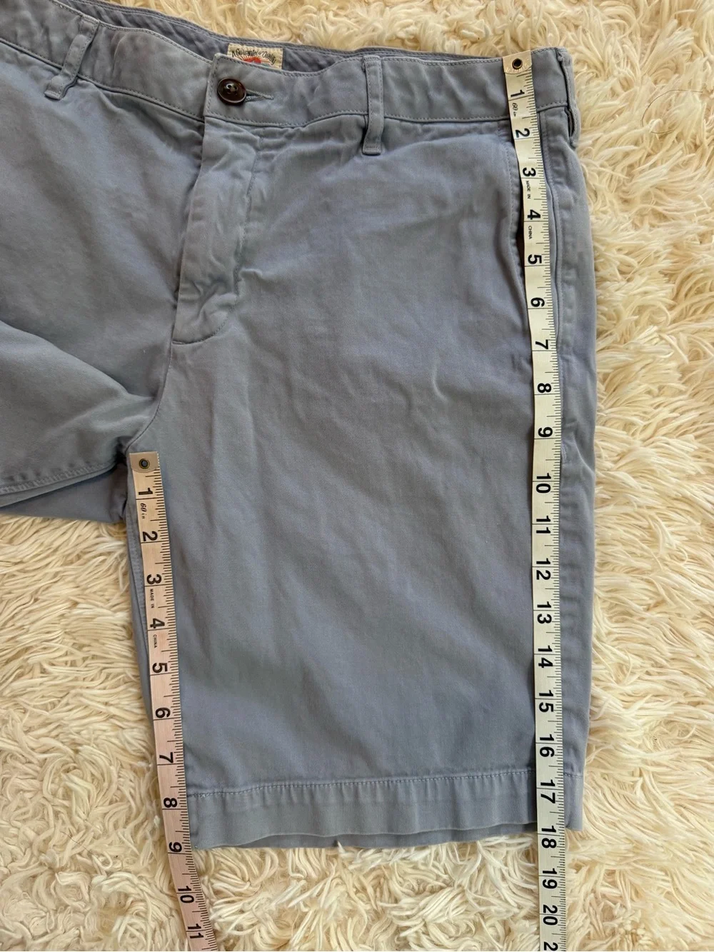 Faherty Pima Cotton Stretch Chino Shorts Gray Flat Front Men’s Size 36 Peru